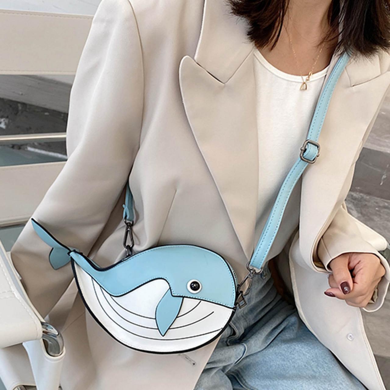 Cute Small Whale Women's Shoulder Bag Lovely Animal Shaped Phone Purse Crossbody Bags Lady Designer Pu Leather Bags For