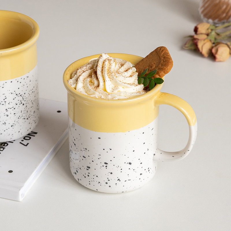 250ml Ceramic Mug Korean Style Splicing Color Coffee Cup Household High Temperature Resistant Milk Cup Send Friends Gift