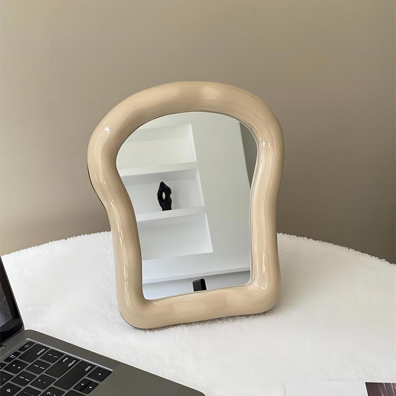 Cute Bread Mirror Nordic Korean Style Ceramic Desk Mirror Makeup Mirror Home Desktop Mirrors For Bedroom Living Room Decoration