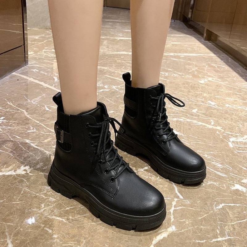 Autumn Winter Chelsea Boots Women Platform Black Beige Ankle Boots For Women Fur Short Chunky Punk Gothic Shoes