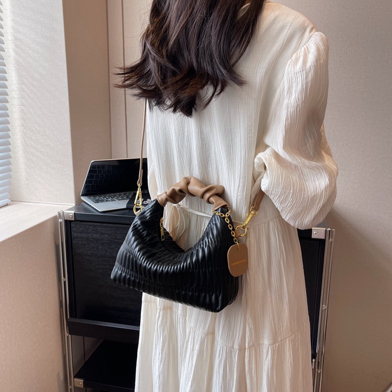 Small Silver Pleated Bucket Bags For Women Leather Crossbody Bag Fashion Designer Female Luxury Y2k Handbags And Purses