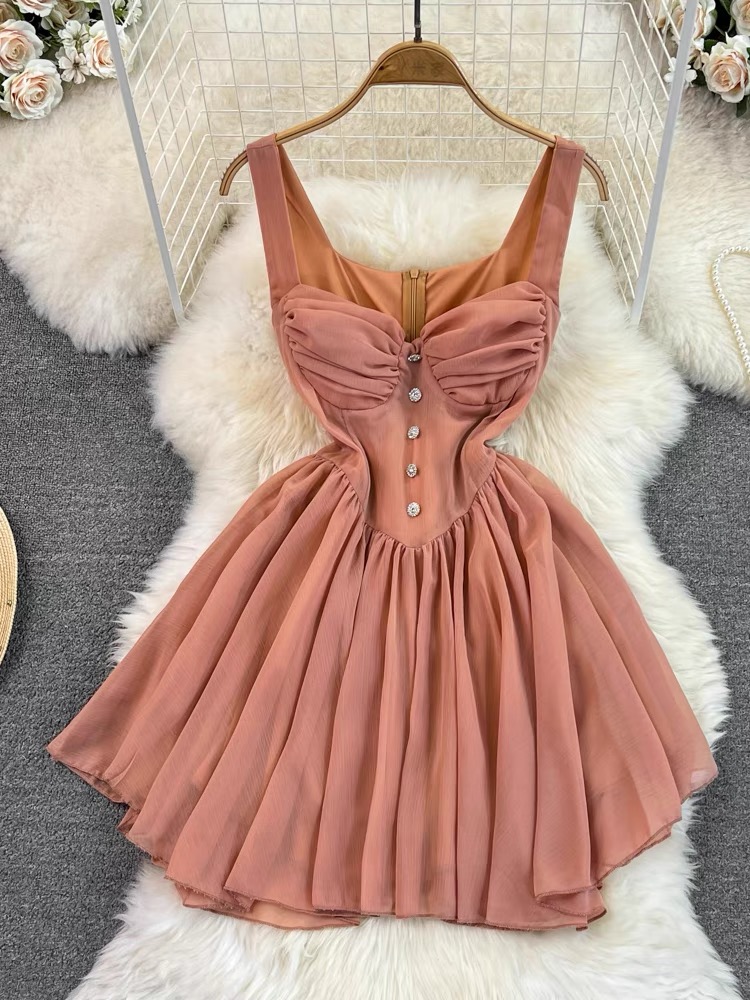 Cute Dress,spaghetti Strap Dress,wait A-line Dress