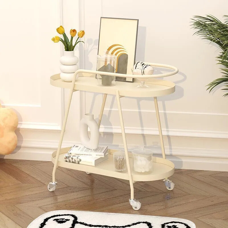Sofa Side Table Ins Cream Wind Household Movable Small Tea Table Living Room Small Family Bedside Table With Wheel Corner Table