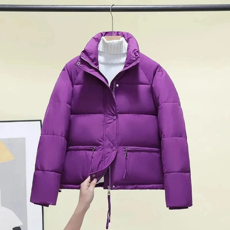 Korean Cotton Padded Clothes Women Winter Jacket Loose Parkas Stand Collar Down Puffer Coat Thick Warm Bread Jacket