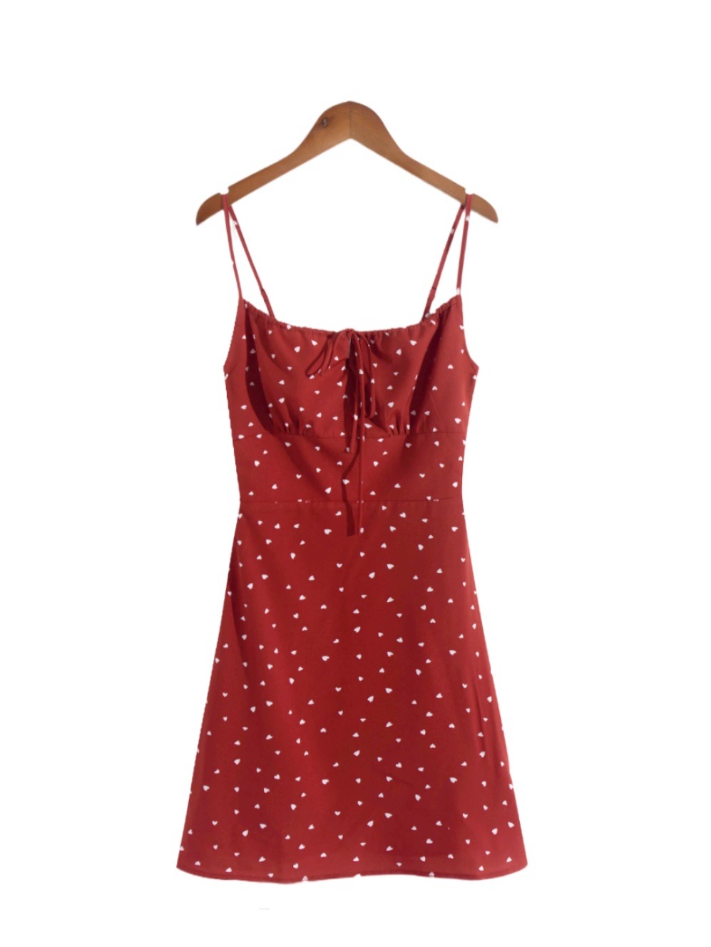 Retro, Sweet And Spicy Girly Heart Pattern Slim Suspender Dress, Travel Vacation Backless Dress