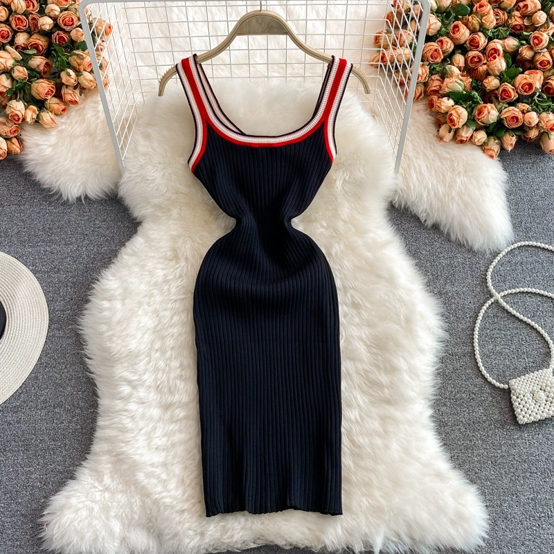 Knitted Tight Elastic Hip Wrap Dress
