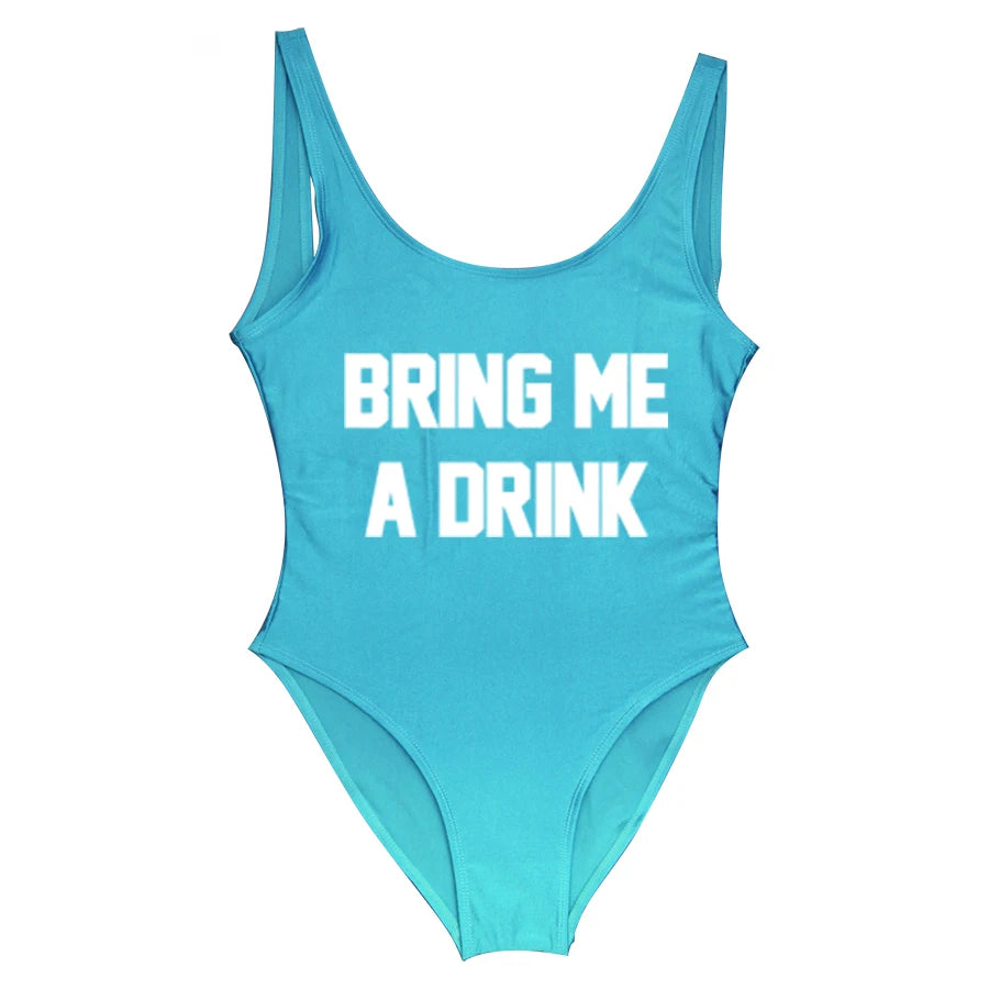 Slogan one piece swimsuit clearance