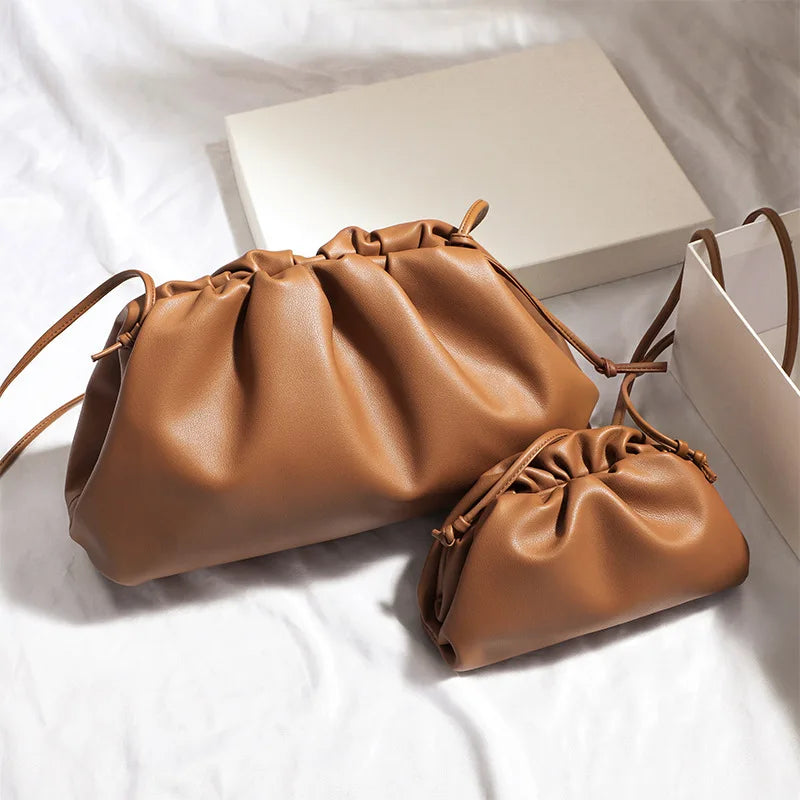 Elegant Tan Leather Drawstring Bucket Bag Set on Luulla display picture 1