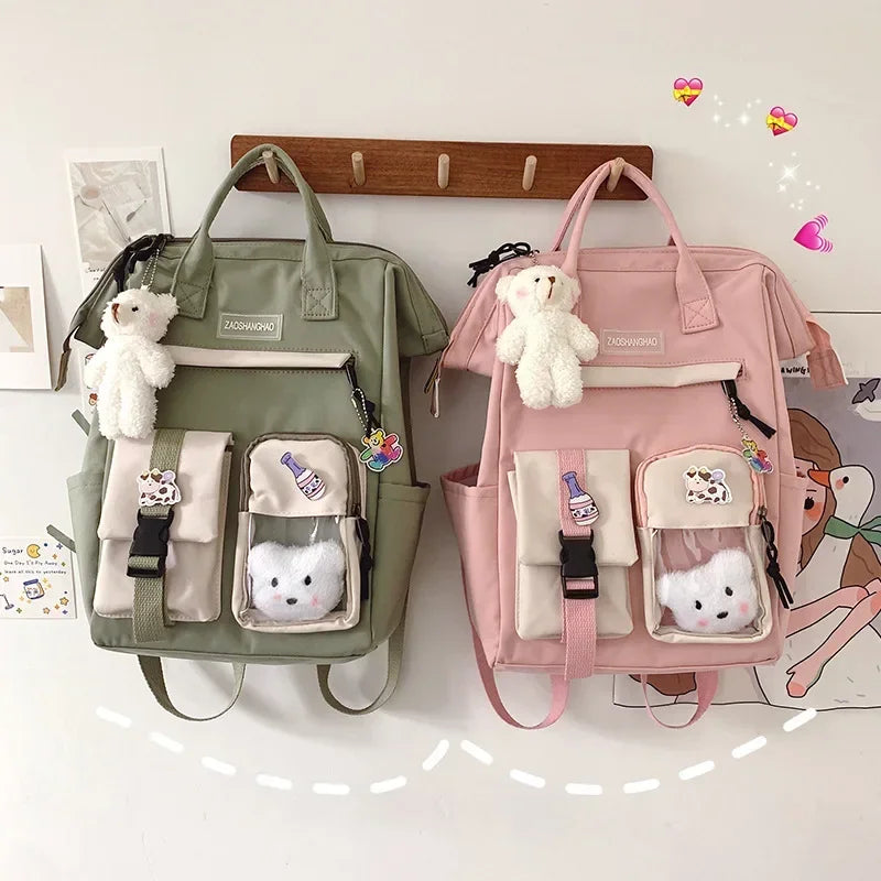 Cute Kawaii Large Capacity Backpack With Plush Charm on Luulla