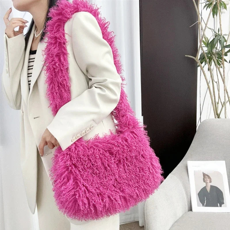 Fuzzy shoulder bag on sale