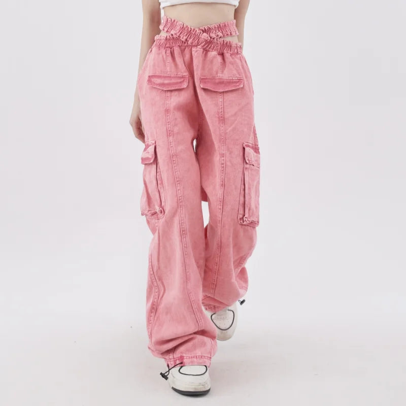 Vintage High Waist Pink Cargo Pants on Luulla
