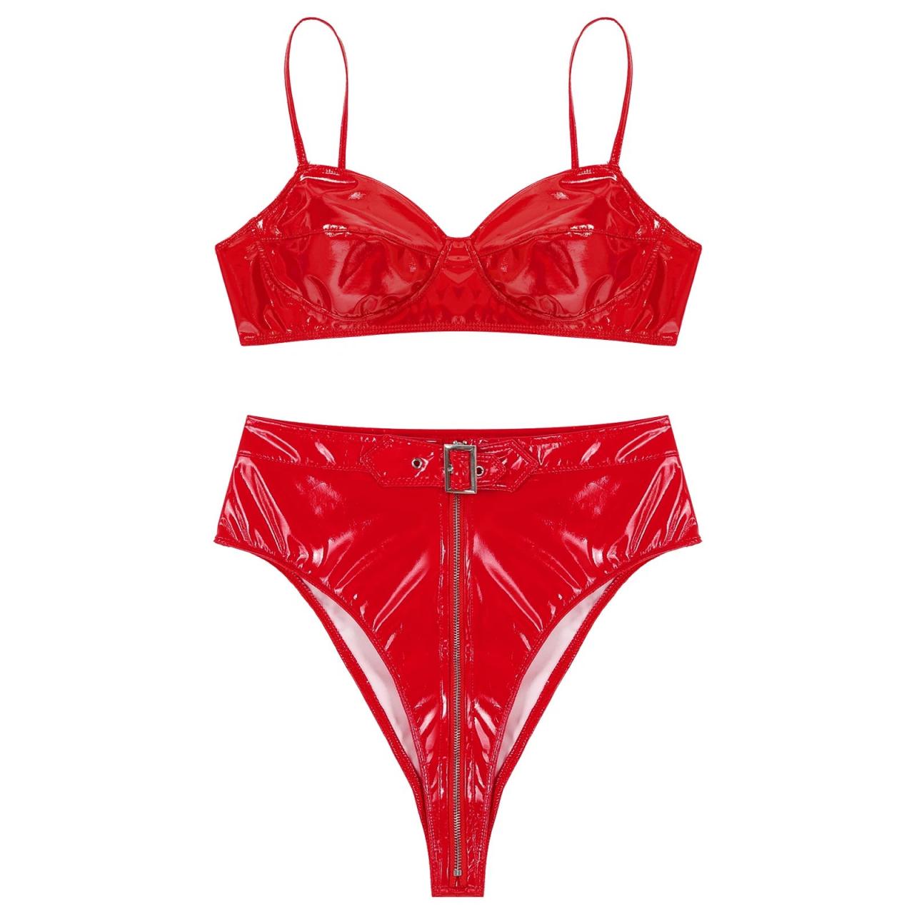 Red leather bralette deals