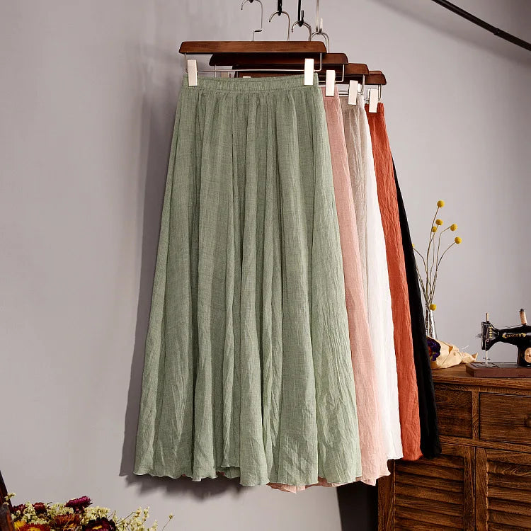 Linen Skirt Womens Maxi Skirts Apricot Floral Skirt Women's Maxi