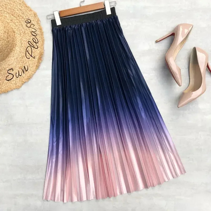 Ombre metallic pleated skirt deals
