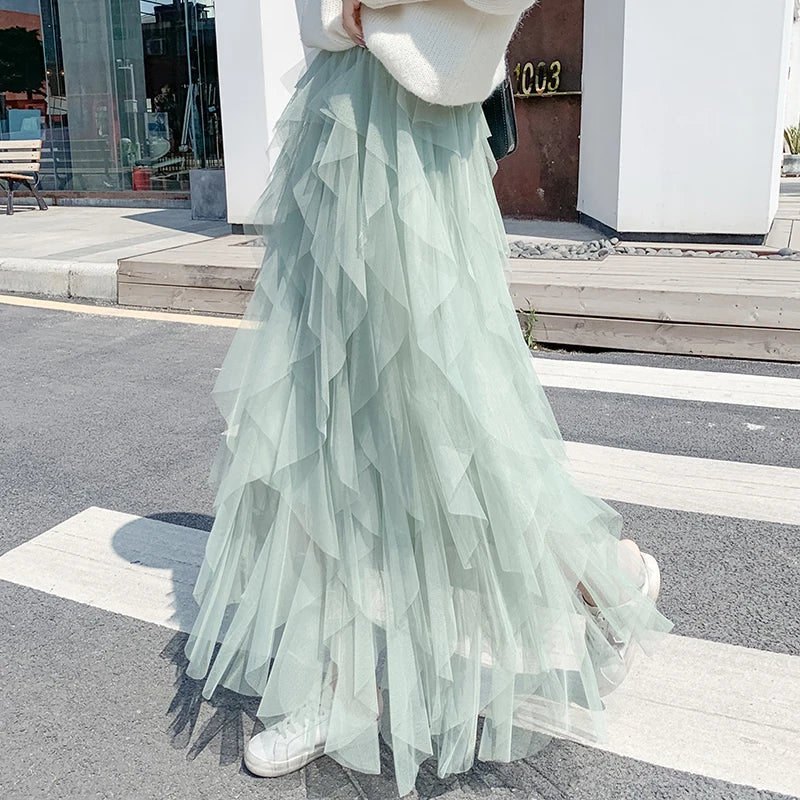 Layered Tulle Maxi Skirt For Women on Luulla
