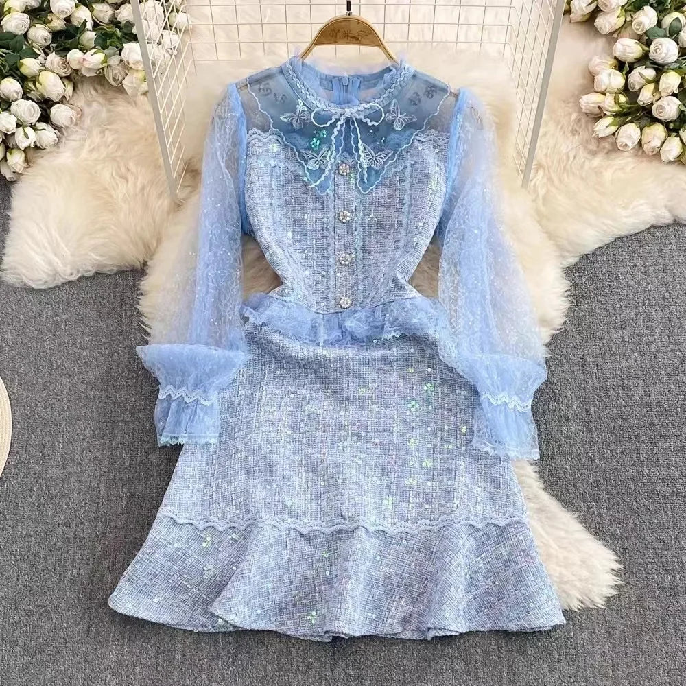 light blue tweed dress BABY BLUE TWEED DRESS – BIKINIBAR