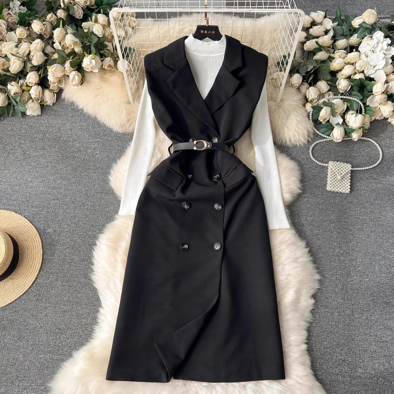 Womens Double-breasted Sleeveless Trench Coat Dress on Luulla