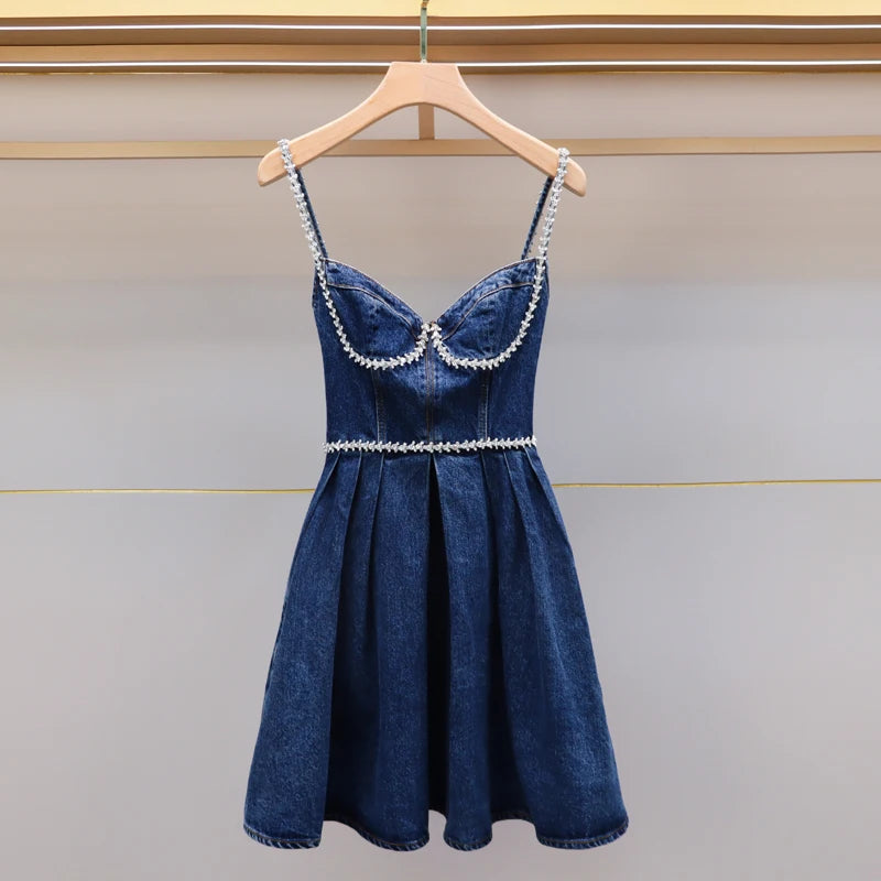 navy blue dress for baby girl Erza A-Line Mini Dress Blue Denim main image 1