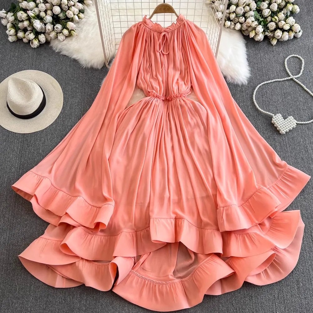 knee length dresses for ladies Billowy & Relaxed Fit Bohemian Beach Maxi Dress in Peach main image 1