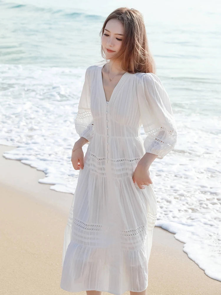 White summer beach maxi dress on sale
