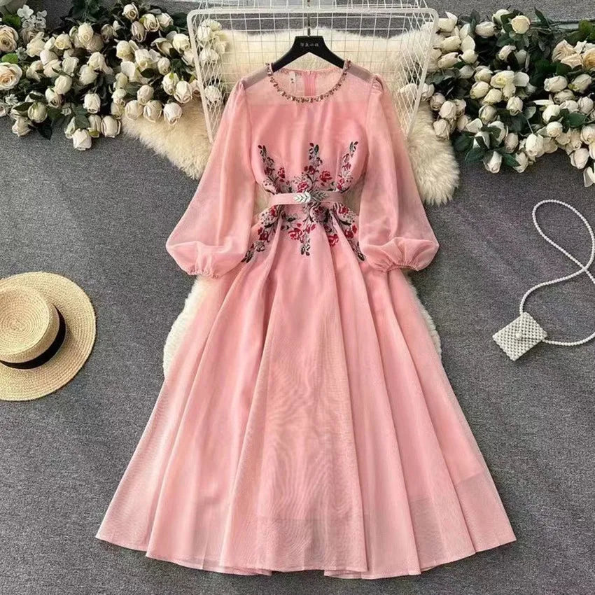 pink floral embroidered maxi dress Endless Rose main image 0