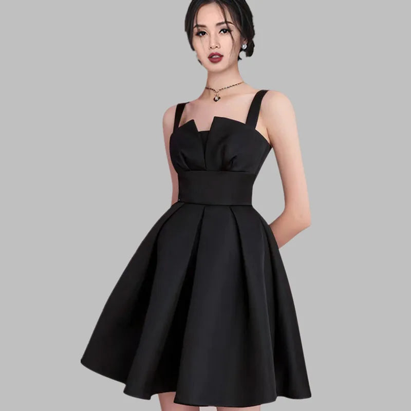 navy blue dress for baby girl Black Sequin Cocktail Dress Floor-Length A-Line Semi-Formal Evening Dress  for Women main image 0