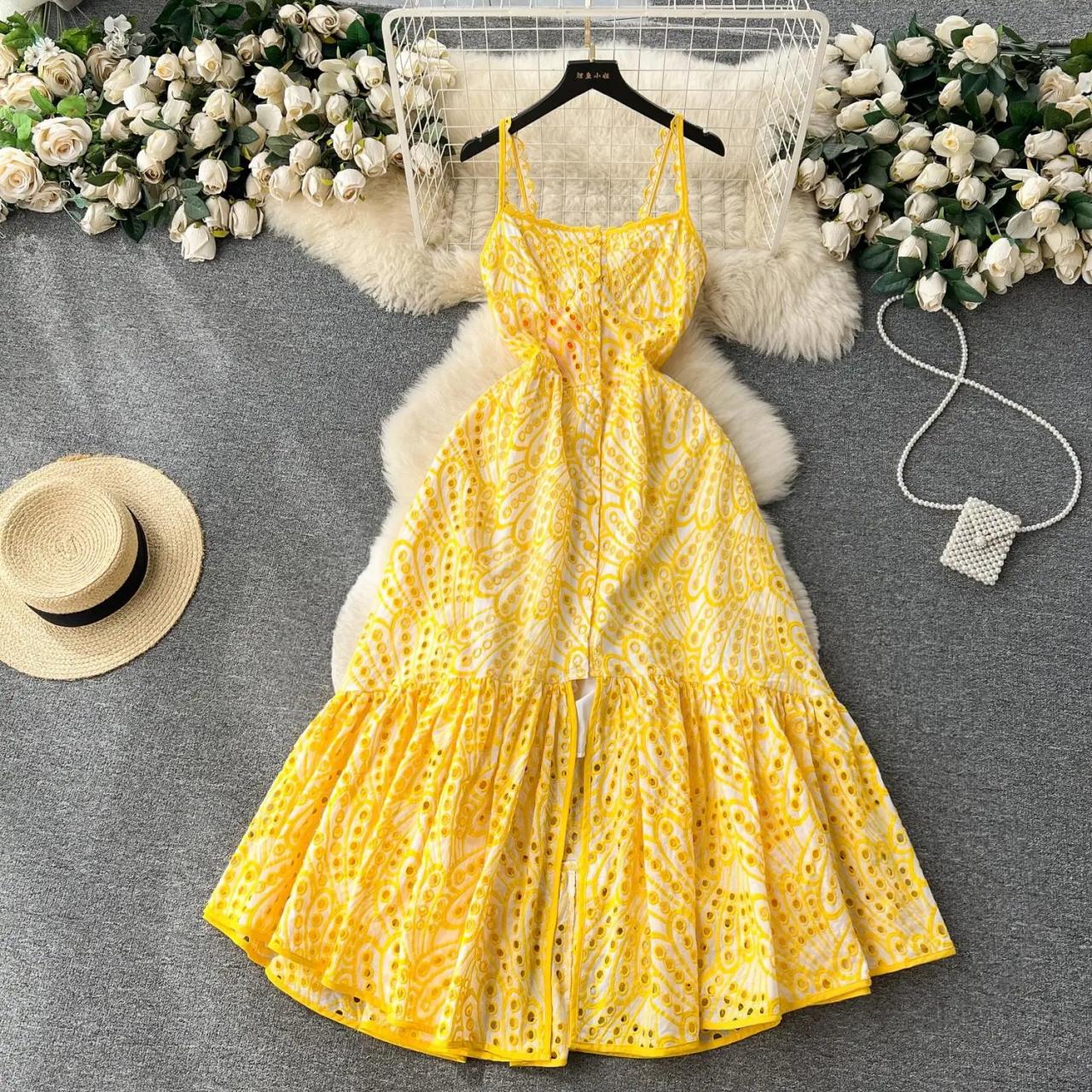 Sunshine Yellow Summer Dress With Spaghetti Straps on Luulla
