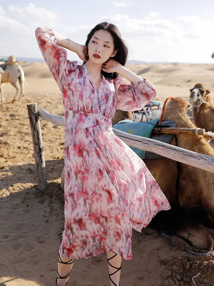 swept away floral chiffon maxi dress LoveShackFancy Women's Emara Dress - Pink - size 6