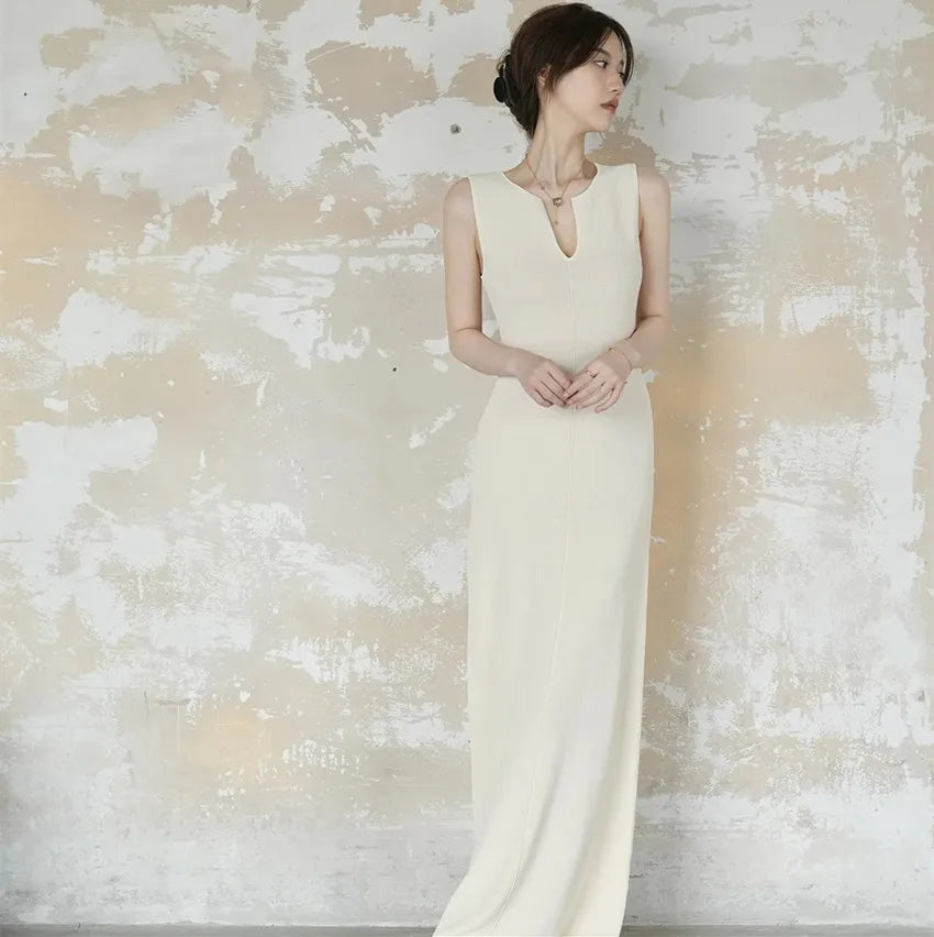 Elegant Sleeveless Ivory Maxi Evening Dress on Luulla