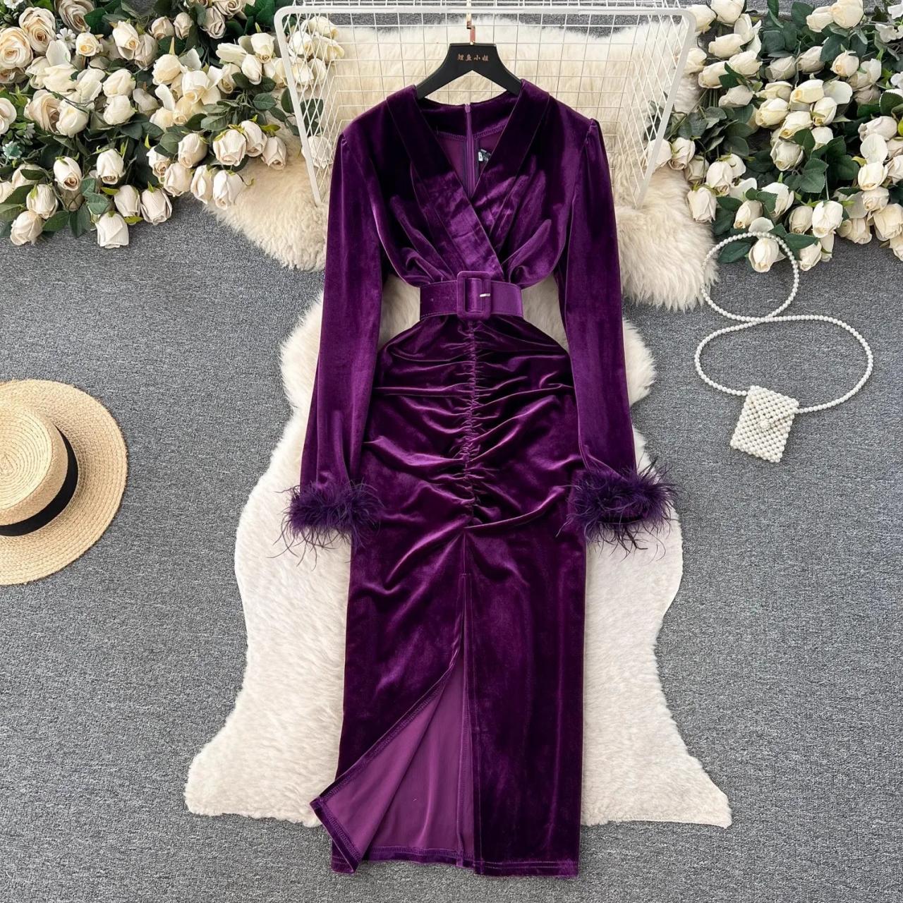 purple velvet midi dress Purple off Shoulder Velvet Midi Dress