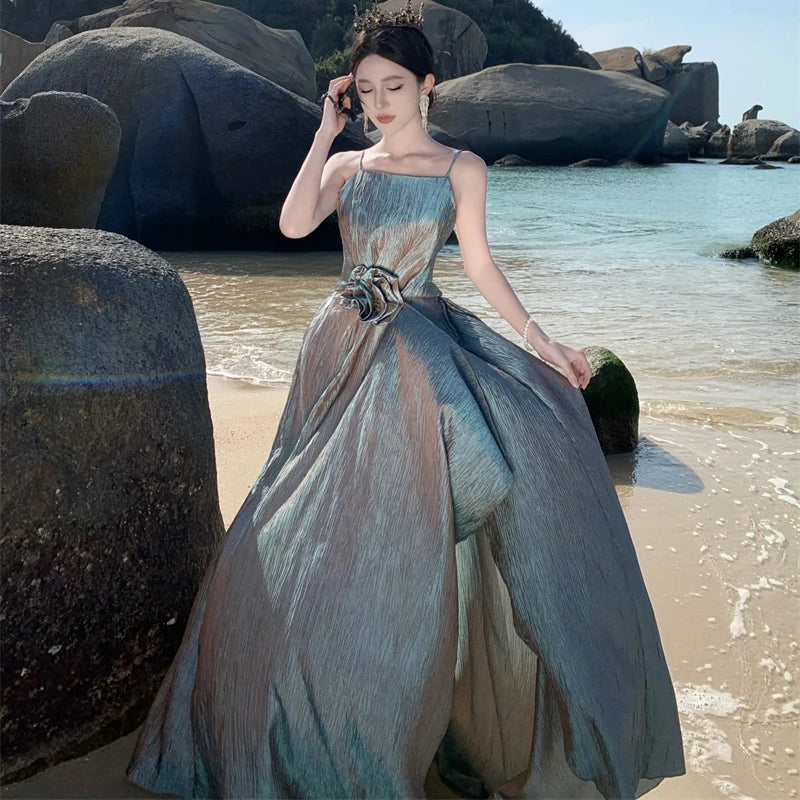 Elegant Iridescent Ball Gown Evening Prom Dress