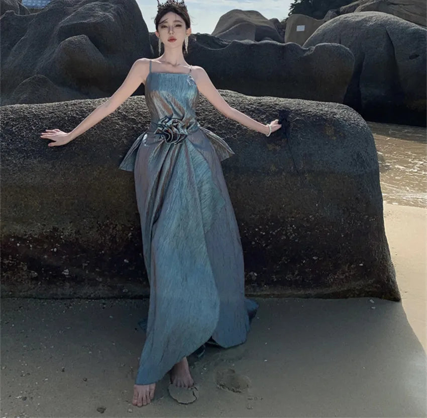 sachin and babi light blue dress Fit And Flare Black Tie Dress With Slit