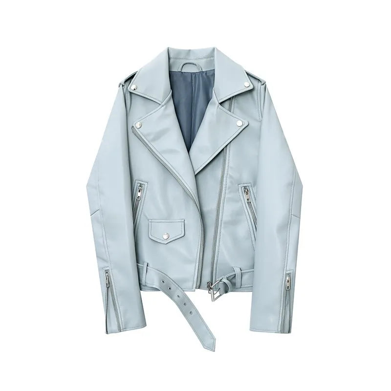Light blue faux suede biker jacket hotsell