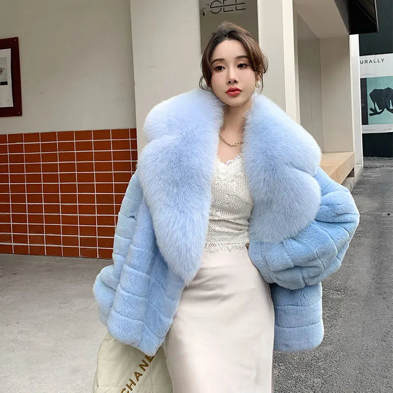 Powder blue faux fur coat hotsell