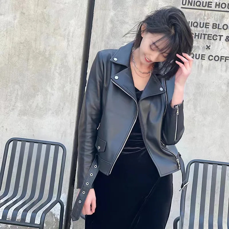Womens Black Faux Leather Moto Jacket