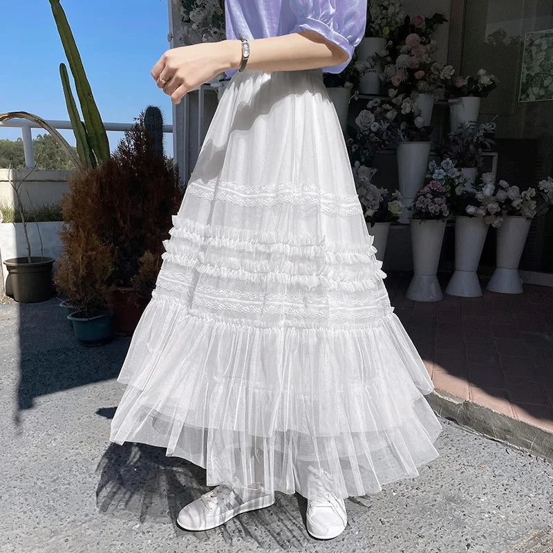 Elegant Layered Tulle Skirt For Women Summer on Luulla
