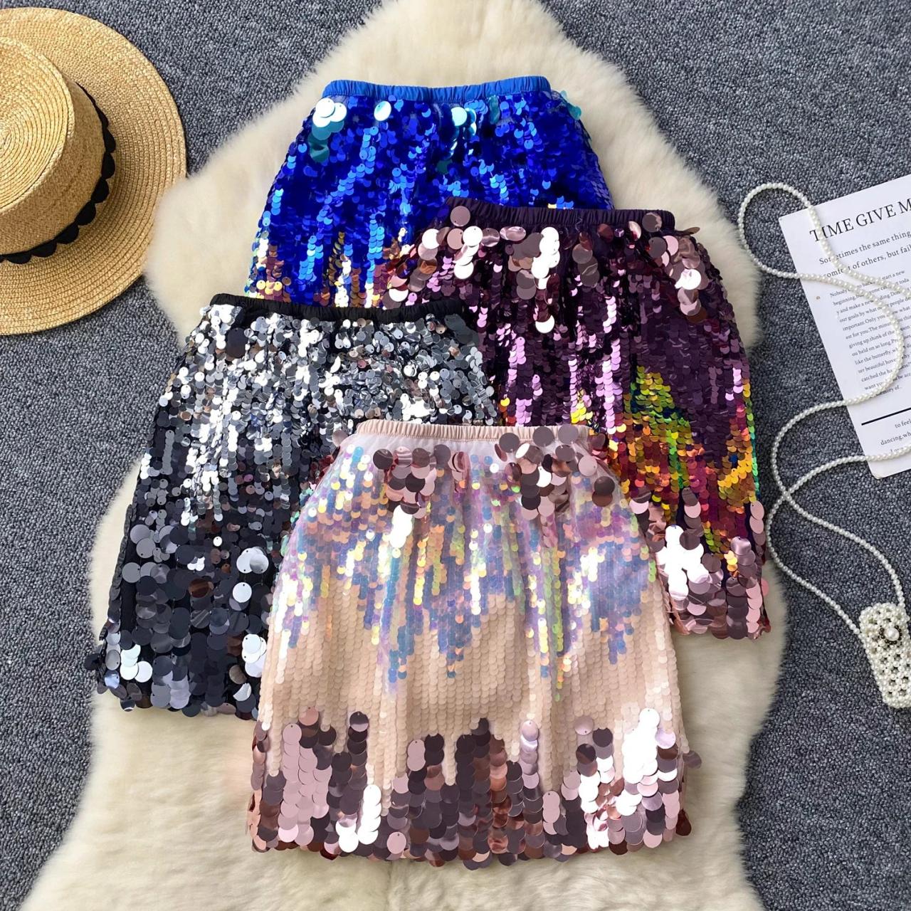 Sequin mini skirt multicolor on sale