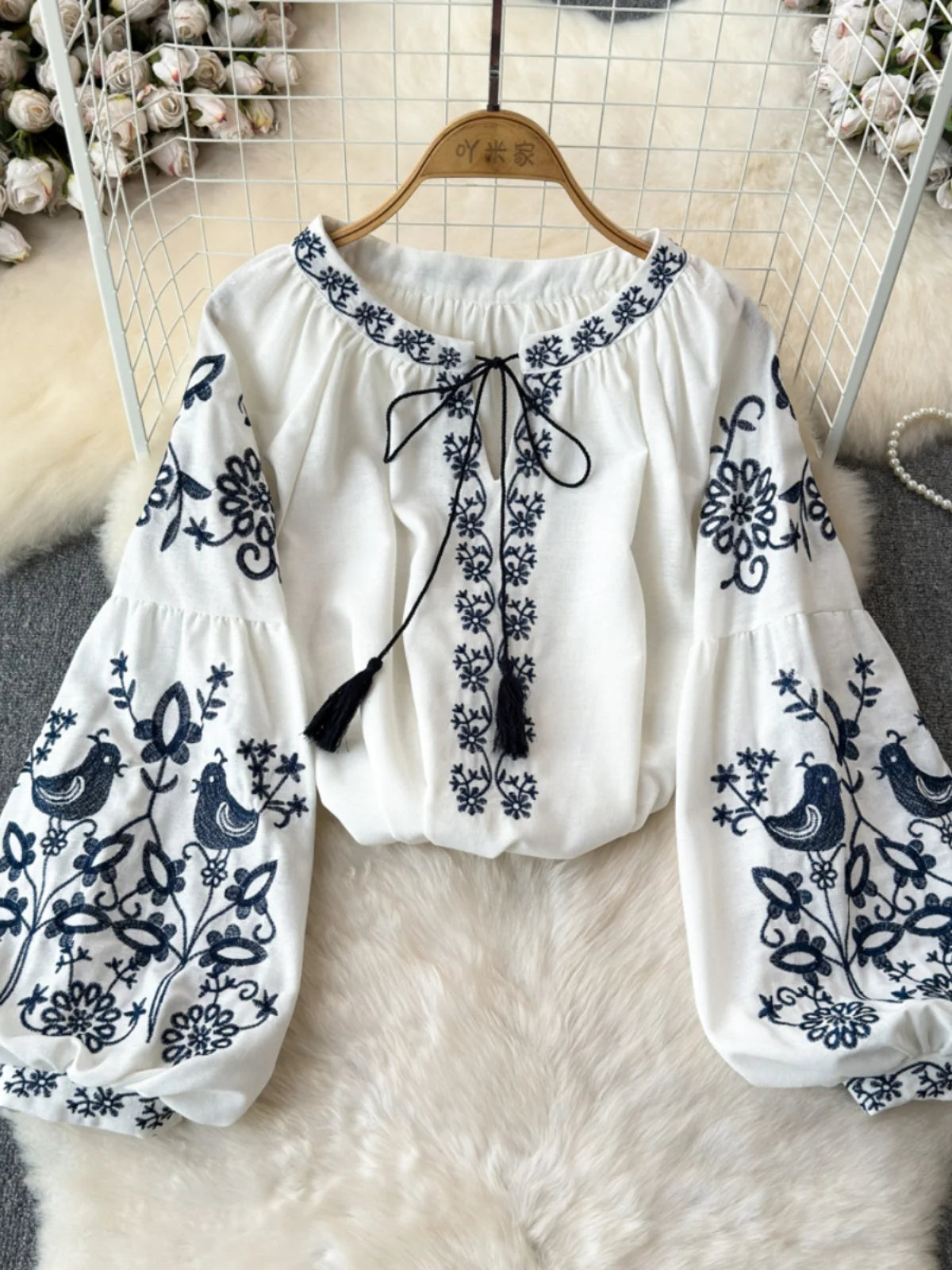 White embroidered peasant top outlet