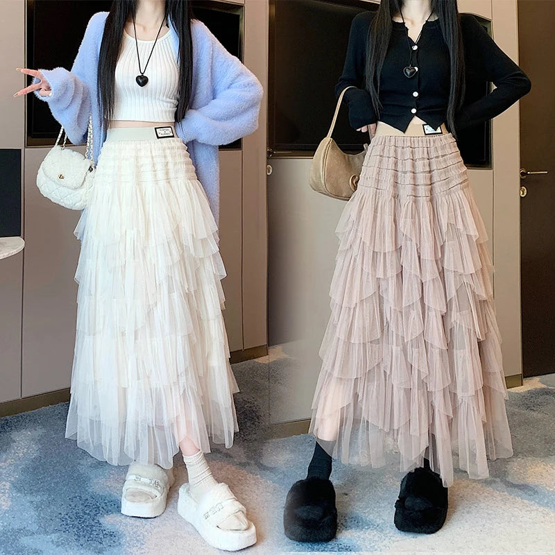 Layered Tulle Maxi Skirt For Women on Luulla