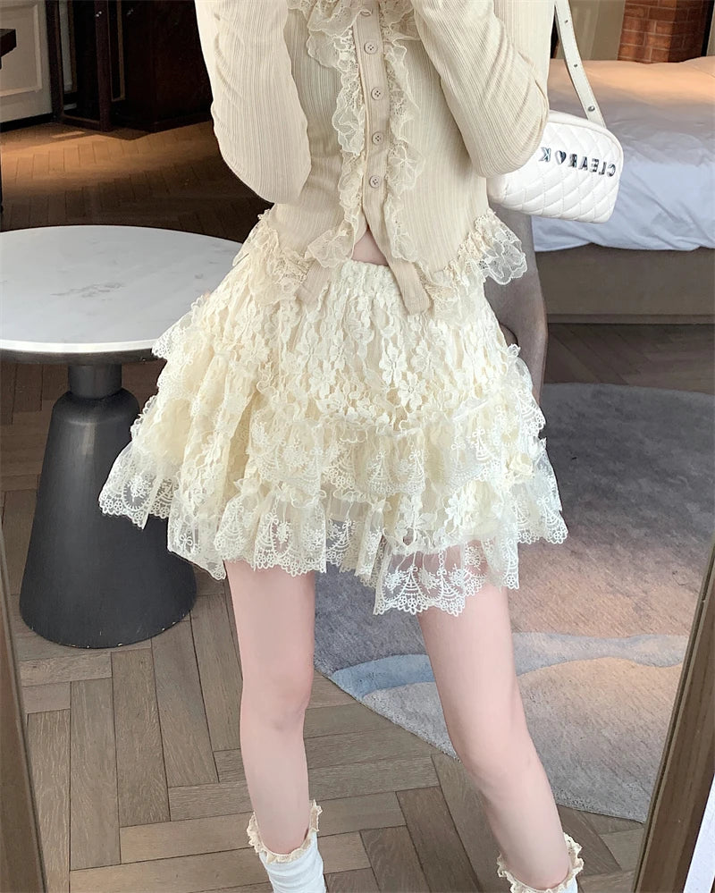 knee length dresses for ladies Cream Lace Ruffle Accent Sleeveless Maternity Midi Dress – PinkBlush main image 1