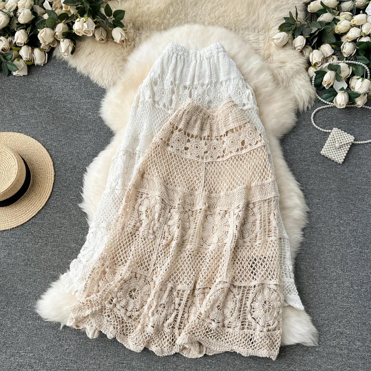 chinese dress ladies Elegant Halterneck Striped Crochet Maxi Dress for Boho Summer Festivals and  Beach Vacations