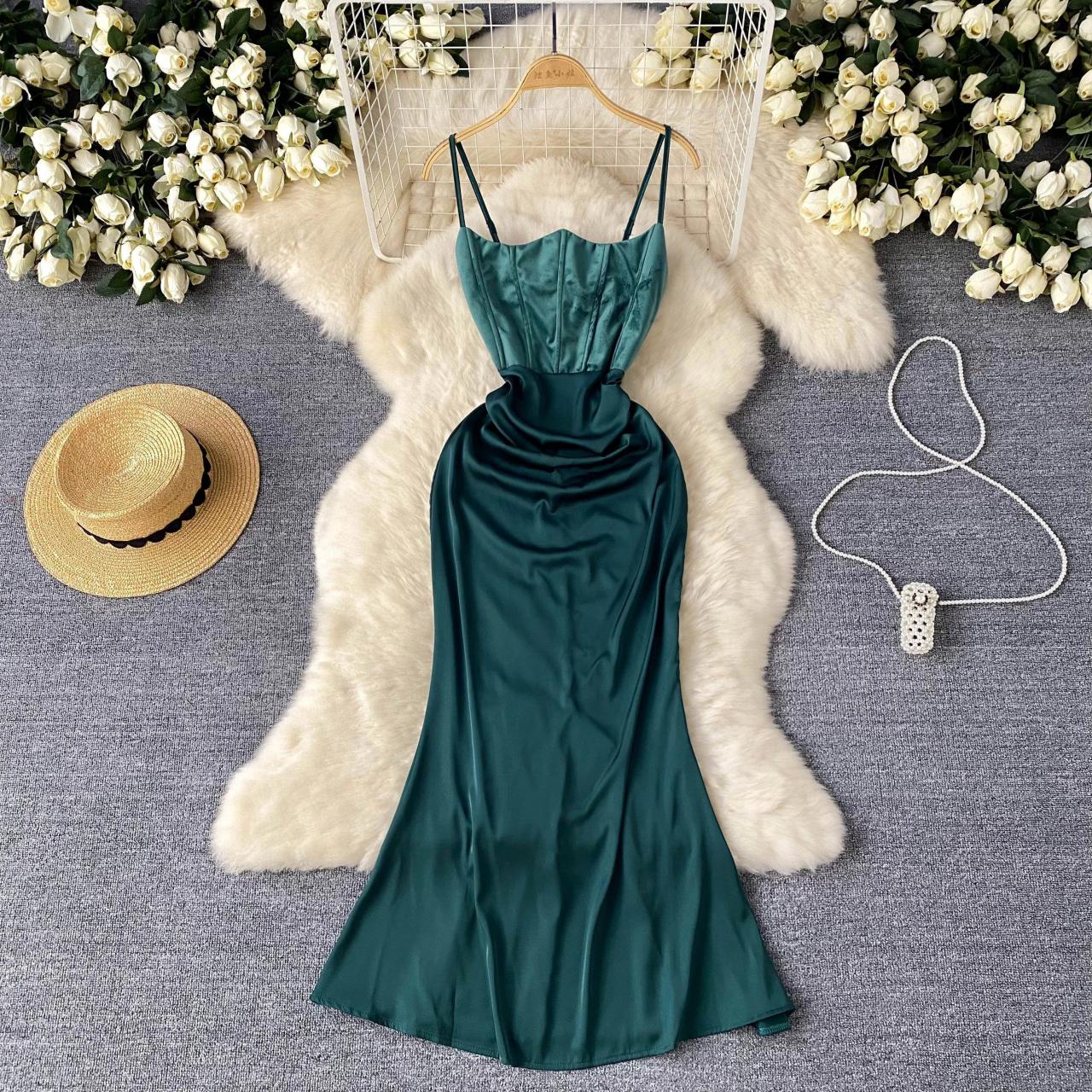 slim fit dress slacks Emerald Daisy Embellished Satin Corset Gown Emerald / 2