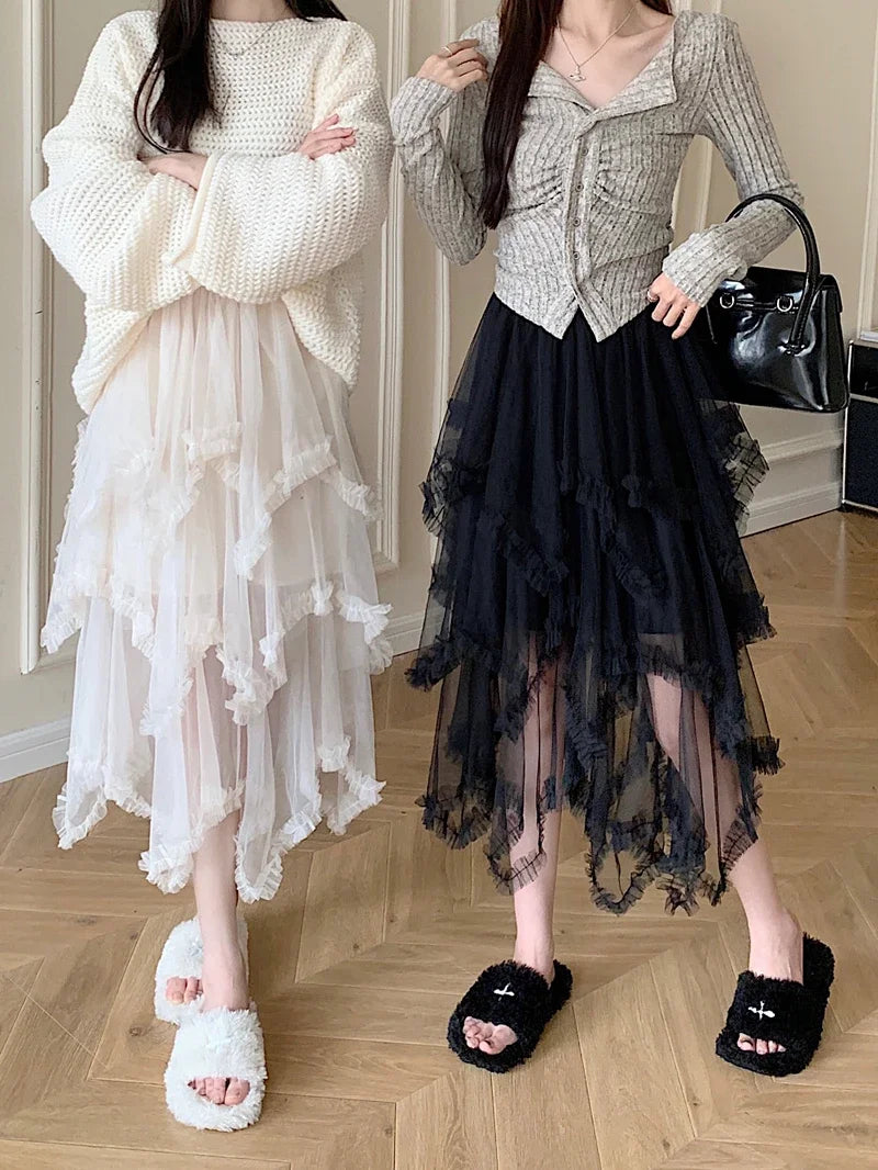 Womens asymmetrical tulle skirt on sale