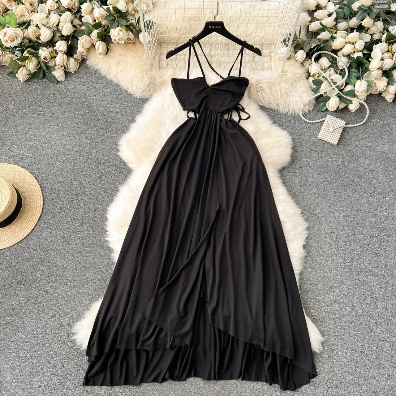 Elegant black maxi dress sales