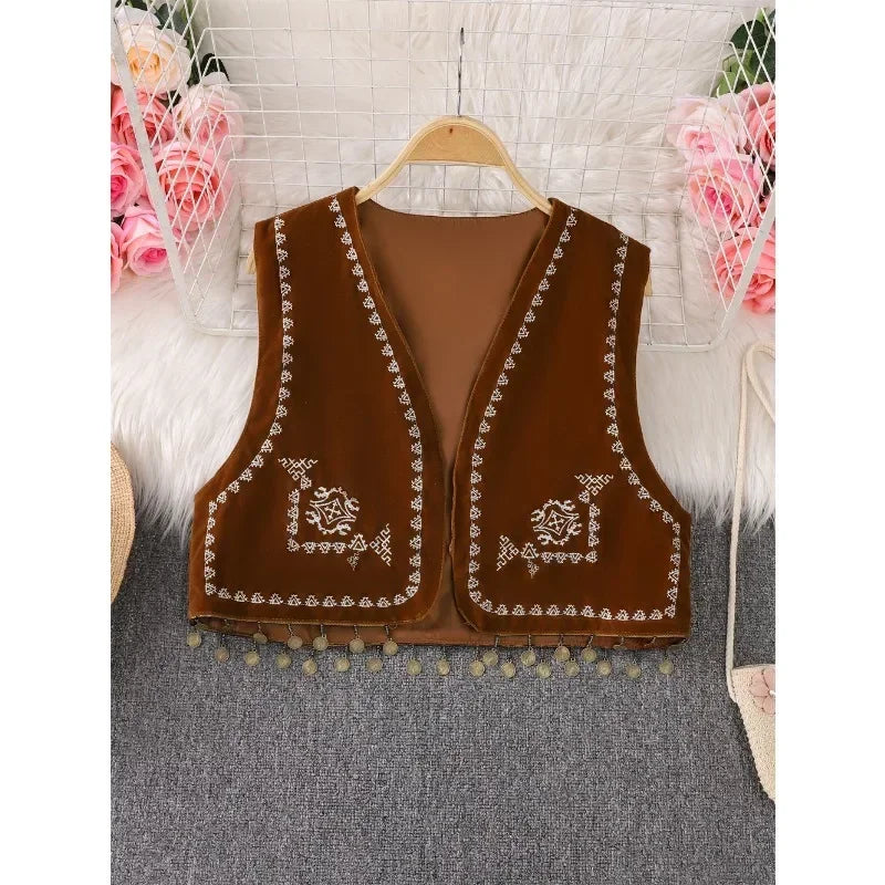 Sleeveless fringe vest clearance