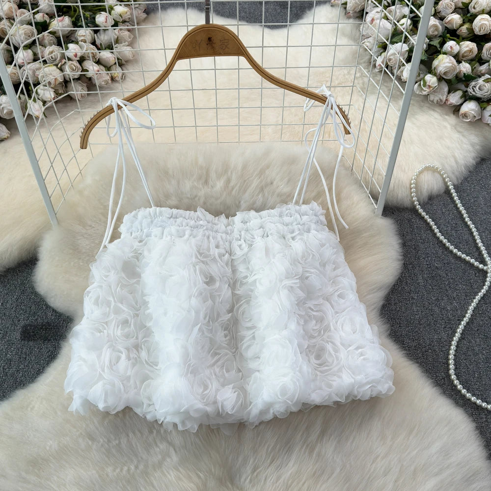 Floral Lace Spaghetti Crop Top main image 0