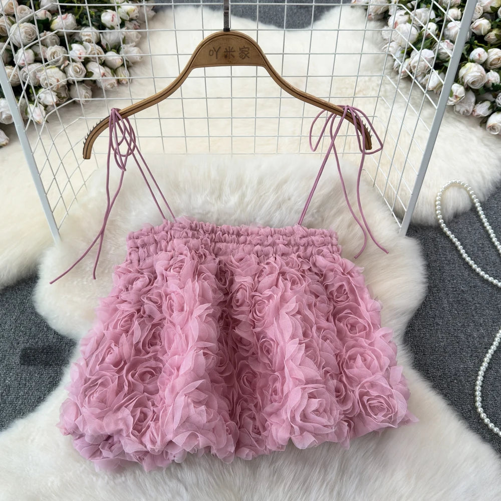Floral Lace Spaghetti Crop Top