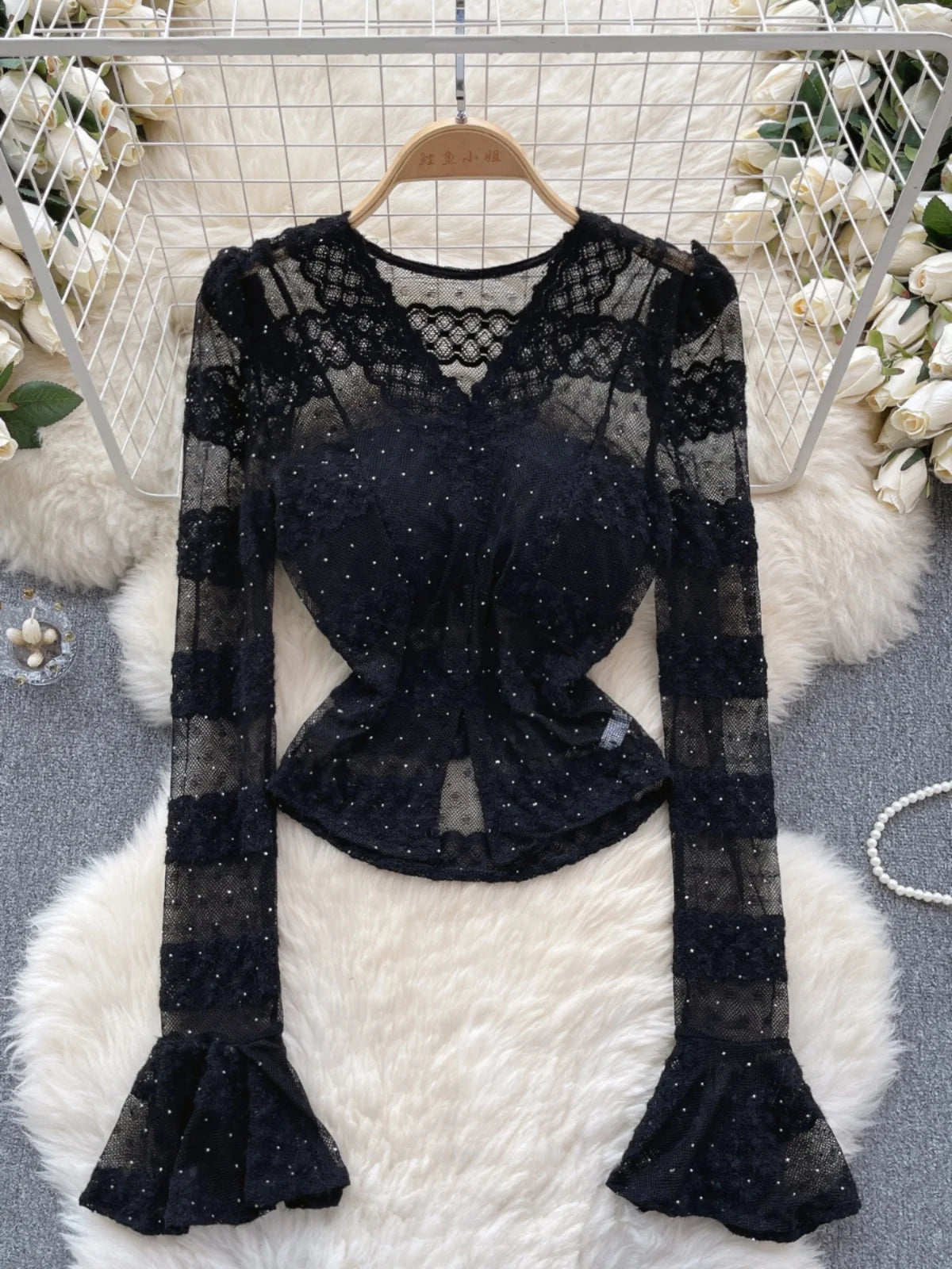 double high slit lace up dress White Lace Up Long Sleeve Double Slit Dress
