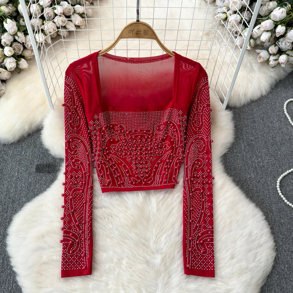Red elegant top hotsell