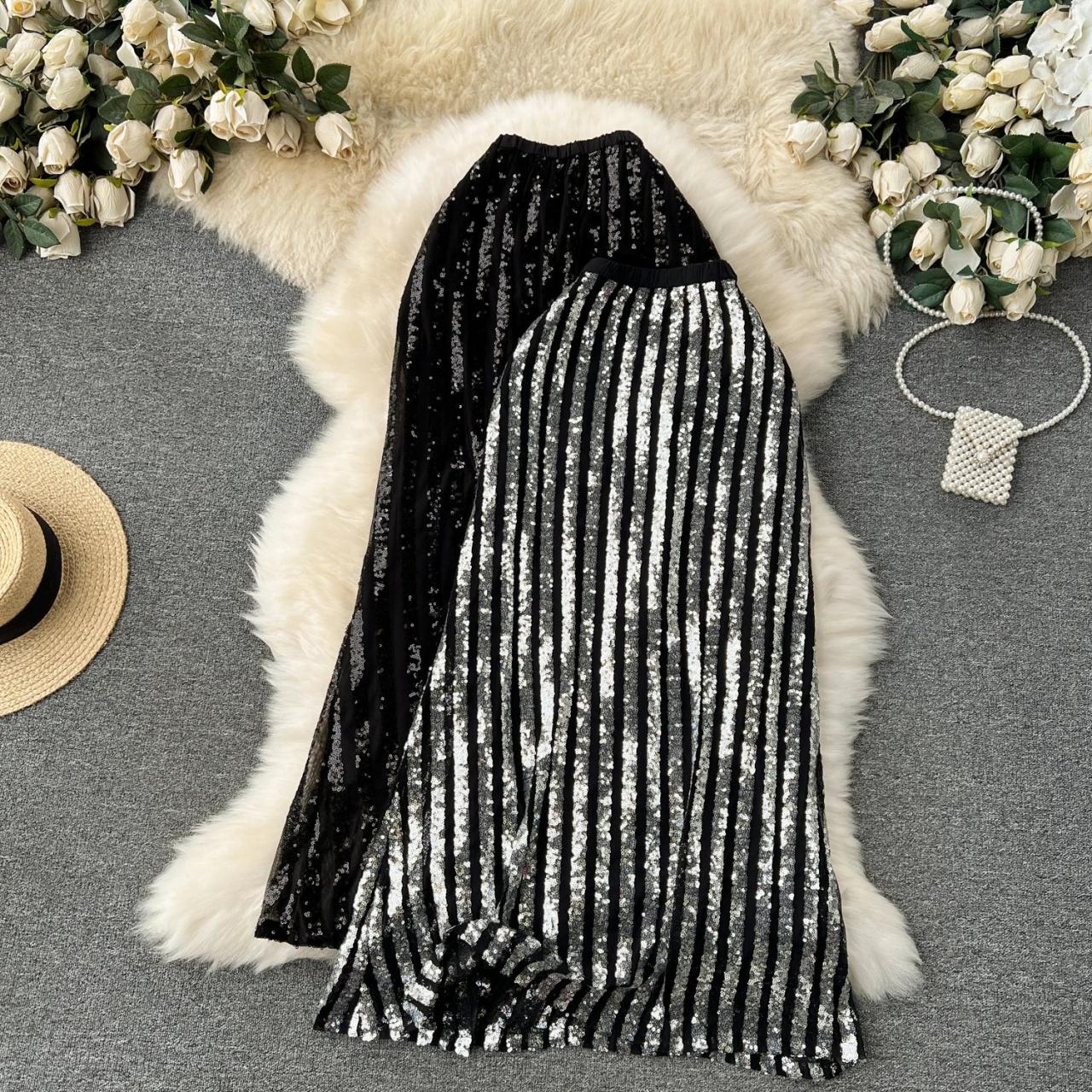 Elegant Black And Silver Sequin Skirt Collection on Luulla